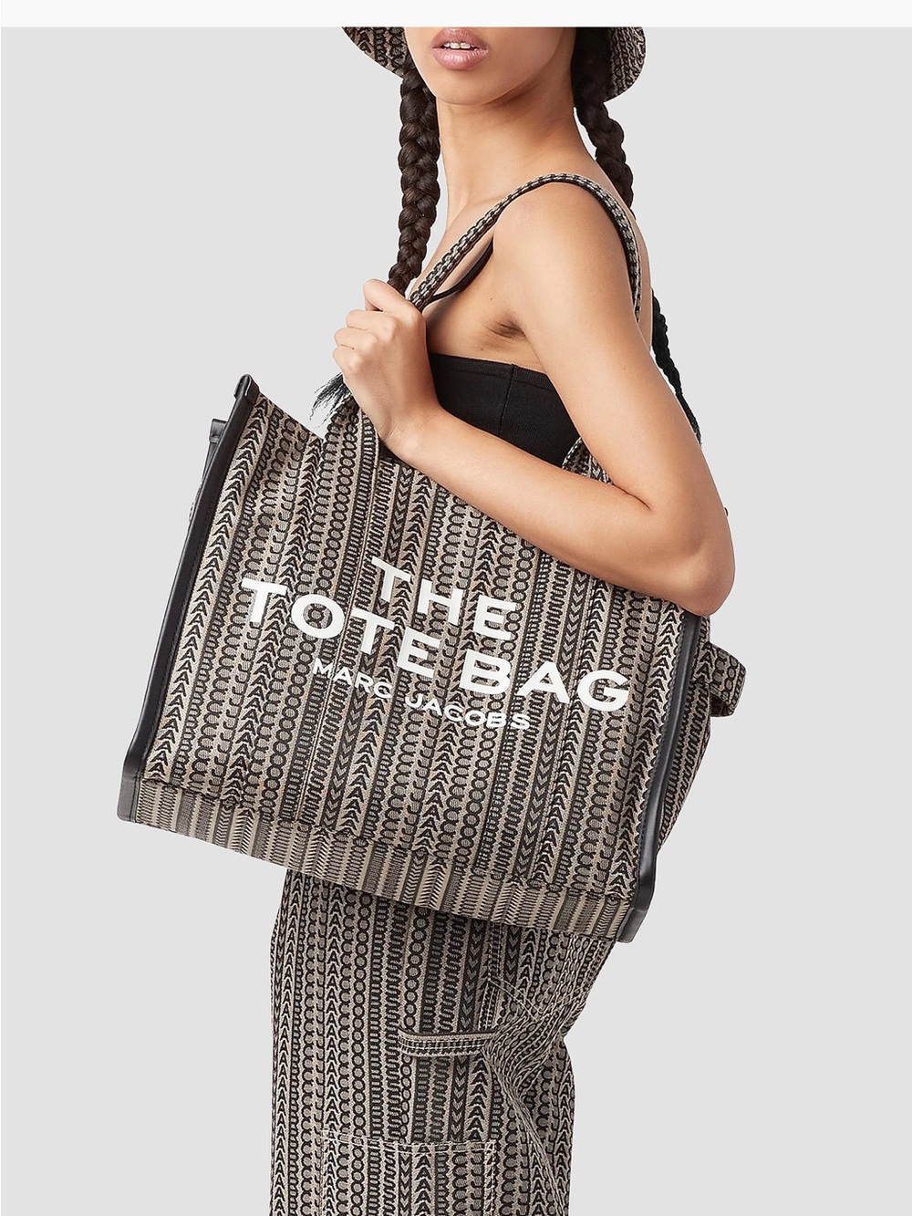 Marc Jacobs Black and Cream Logo Jacquard Tote-Large